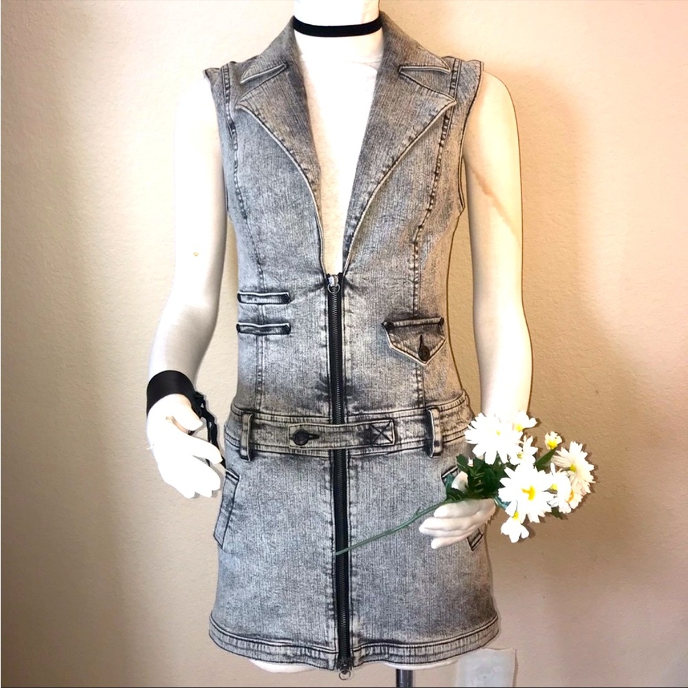 Bebe Gray Denim Mini Dress
